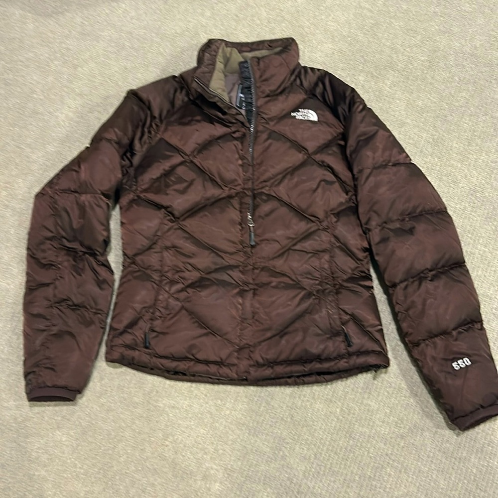 The North Face brown puffer coat